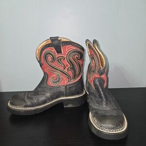 Ariat ATS Probaby Jazz Boots Womens Size 7B Black Red Leather Western Cowboy